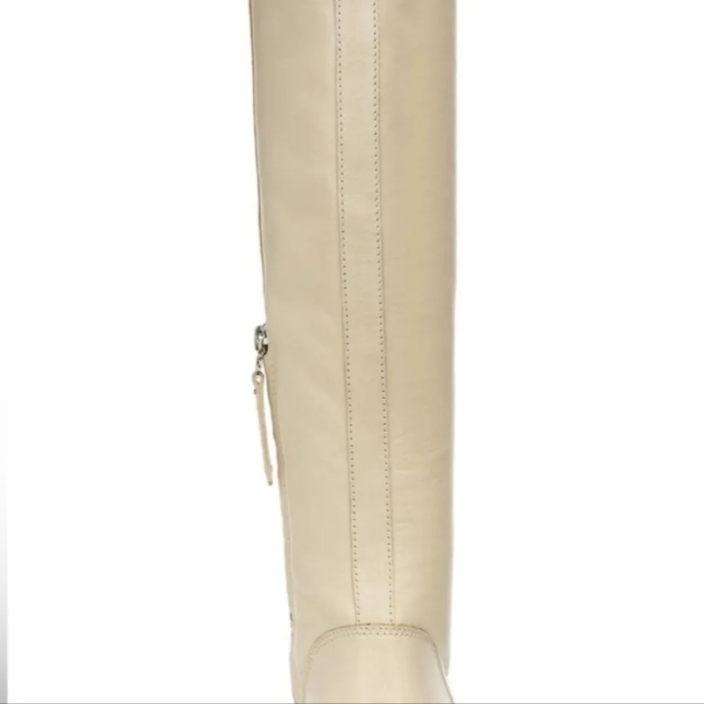 New Sam Edelman Women's Leather High Knee Boots Size 6.5 Cream Color